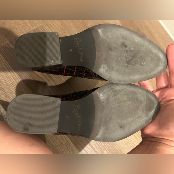 Anthropologie Seychelles Floodplain Booties Brown Ankle Boots Crocodile Size 7 - Picture 12 of 13